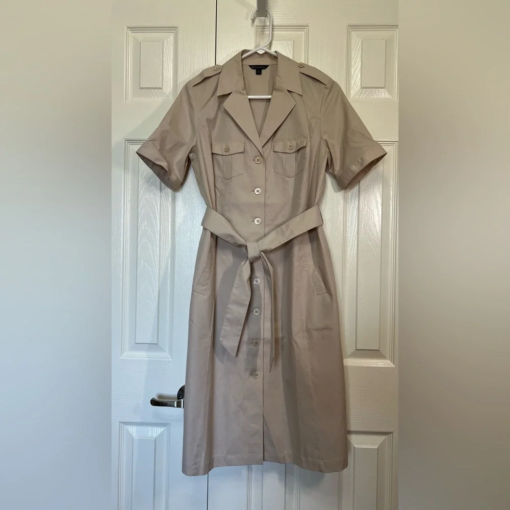 Brooks Brothers Cotton Belted Safari Shirt Dress Sz 8 - Picture 1 of 12